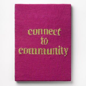 Kate Just, Connect to Community, 2022, acrylic yarn, timber and canvas, 55 x 40 cm. Photography by Simon Strong