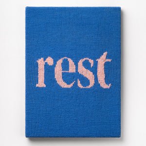 Kate Just, Rest, 2022, acrylic yarn, timber and canvas, 55 x 40 cm. Photography by Simon Strong