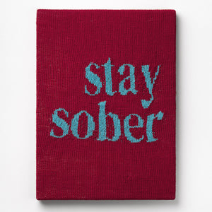 Kate Just, Stay Sober, 2022, acrylic yarn, timber and canvas, 55 x 40 cm. Photography by Simon Strong