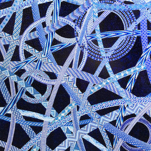 Lucas Grogan, The Links, 2020, Ink, acrylic and glitter on archival mount board, 182 x 122 cm