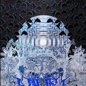 Lucas Grogan, The Moon, 2020, Ink, acrylic and enamel on archival mount board, 102 x 82 cm
