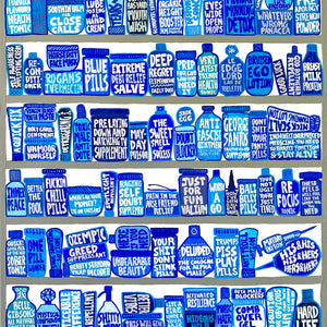 Lucas Grogan, A MEDICINE CABINET 1, 2023, ink and acrylic on timber panel, 72 x 60 cm