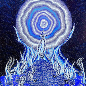 Lucas Grogan, A Bang, 2020, Ink, acrylic and glitter on archival mount board, 102 x 82 cm