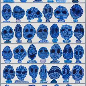 Lucas Grogan, A CABINET (with 40 rocks), 2023, ink and acrylic on marine ply, 170 x 120 cm