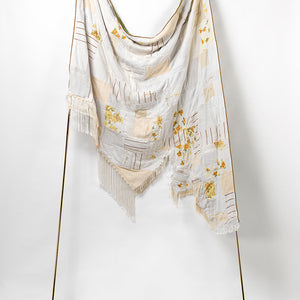 Sera Waters, Banner of Mine: Cultivation, 2017, towel, woollen blanket, trim, glow-in-the-dark thread, metallic thread, cotton and brass poles, 320 x 260 cm