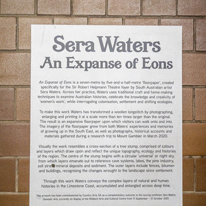 Sera Waters, An Expanse of Eons, 2020-21, hightac vinyl, 7.0 x 5.5 m, installation view at Sir Robert Helpmann Theatre, Mount Gambier 2021. Commissioned by Country Arts SA. Photography by Astyn Reid