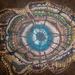 Sera Waters, An Expanse of Eons, 2020-21, hightac vinyl, 7.0 x 5.5 m, installation view at Sir Robert Helpmann Theatre, Mount Gambier 2021. Commissioned by Country Arts SA. Photography by Astyn Reid