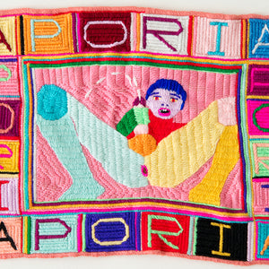 Paul Yore, Aporia, 2016, wool needlepoint, 34 x 43 cm irreg