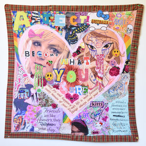Paul Yore, Art Is You, 2016, mixed media textile, beads, sequins, buttons and marker, 103 x 107 cm irreg