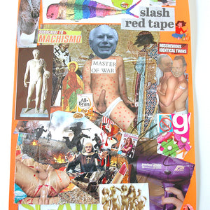 Paul Yore, Master Of War, 2020, Collage on card with pen, marker and stickers, 41 x 29 cm