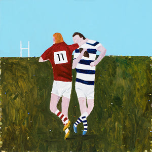Richard Lewer, Stiff arm. To the sin bin., 2020, oil on brass, 76 x 76 cm