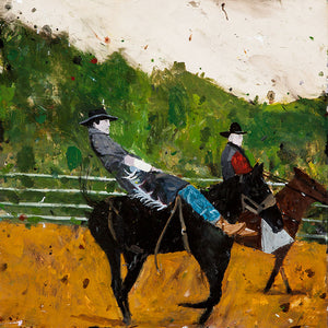 Richard Lewer, Bareback Champion, 2014, oil on epoxy-coated steel, 50 x 50 cm