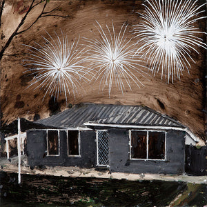 Richard Lewer, Happy Australia Day, 2014, oil on epoxy-coated steel, 50 x 50 cm