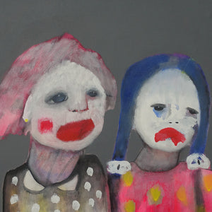 Sally Bourke, Dollhouse, 2019, oil and acrylic on canvas, mounted on wood, panel in found frame, 37 x 45 cm