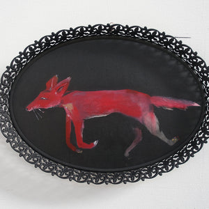 Sally Bourke, Night Dreams, 2019, oil on canvas mounted on wood panel in found frame, 30 x 42 cm approx
