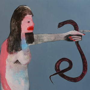Sally Bourke, Point and Shoot, 2019, oil and acrylic on, canvas, 82 x 102 cm