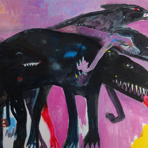 Sally Bourke, Rain Dogs, 2019, oil on canvas, 153 x 183 cm