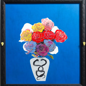 Sally Bourke, The Deluge, 2019, oil on canvas mounted on wood panel in found frame, 76 x 71 cm framed