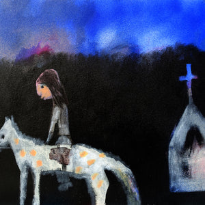 Sally Bourke, The Fears, 2019, oil and acrylic on canvas on wood panel in found frame, 40.5 x 31 cm