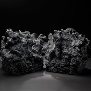 Sam Gold, Contact between us, 2021, stoneware and liquid quartz, 60 x 88 x 53 cm each irreg