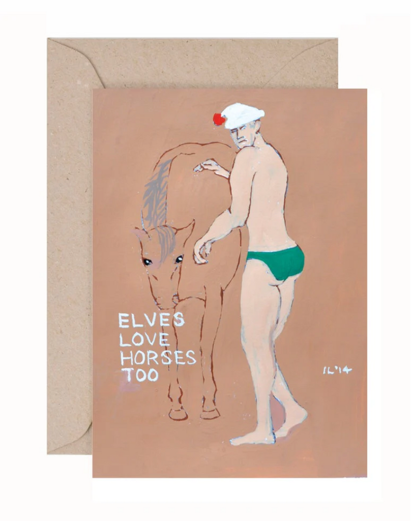 Ian Lever 'Elves Love Horses Too' Gift Card