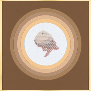 Sera Waters, Cockle Shadow, 2019, cotton on linen in found Semco frame, 39 x 38 cm