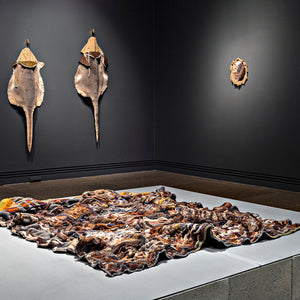Sera Waters in 'Sappers and Shrapnel' at the Art Gallery of South Australia, 2016. Photography by Saul Steed