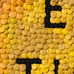 Sera Waters, Accumulating Specks (detail), 2020, linen, felt, cotton, sequins and hand-made sequins, 31 x 35 cm