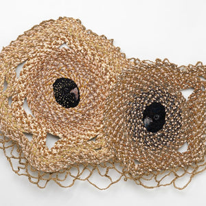 Sera Waters, A Stumped Embrace (Rare Pair), 2016, cotton, felt, string, raffia, stockings, negligees, wool, and crewel, 68 x 90 cm