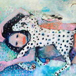 Sally Bourke, Spirits enter disguised as dogs of hounds, 2022, oil on linen, 112 x 132 cm
