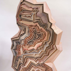 Amy Joy Watson, Symplegade, 2016, balsa wood, watercolour and metallic thread, 100 x 63 x 55 cm