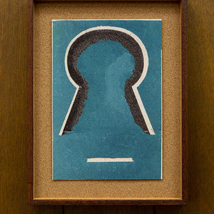 Tony Garifalakis, Untitled, 2018-19, from ‘Garage Romance’, unique inkjet print on Ilford smooth cotton paper, corkboard, and hand-stained Tasmanian oak, 46 x 35 x 4 cm