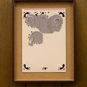 Tony Garifalakis, Untitled, 2018-19, from ‘Garage Romance’, unique inkjet print on Ilford smooth cotton paper, corkboard, and hand-stained Tasmanian oak, 46 x 35 x 4 cm