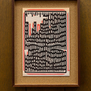 Tony Garifalakis, Untitled, 2018-19, from ‘Garage Romance’, unique inkjet print on Ilford smooth cotton paper, corkboard, and hand-stained Tasmanian oak, 46 x 35 x 4 cm