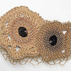 Sera Waters, A Stumped Embrace (Rare Pair), 2016, cotton, felt, string, raffia, stockings, negligees, wool, and crewel, 68 x 90 cm