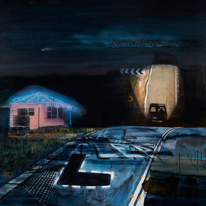 William Mackinnon, Keep clear, 2015, oil, acrylic, automotive enamel and glitter on synthetic canvas, 160 x 160 cm