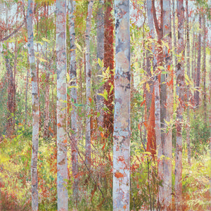 AJ Taylor, White Ash Forest, 2021, oil on board, 108 x 108 cm