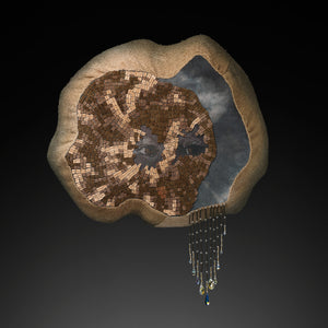Sera Waters, He-Oak, 2015, felt, veneer, linen, towel, cotton, Swarovski crystals, handmade bugles, 40 x 40 cm