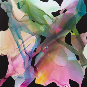 Lara Merrett, A lot can happen in a day, 2021, acrylic and ink on linen, 183 x 174 cm