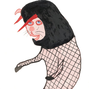 Pip Ryan, Cat Slug with Helmet, 2026, watercolour, gouache, pencil on paper, 12.5 × 7.5 cm