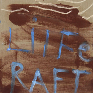 Georgia Spain, Life Raft, 2025, oil and oil stick on linen, 38 x 35.5 cm