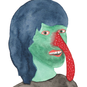 Pip Ryan, Sausage Mummy, 2026, watercolour, gouache, pencil on paper, 12.5 × 7.5 cm