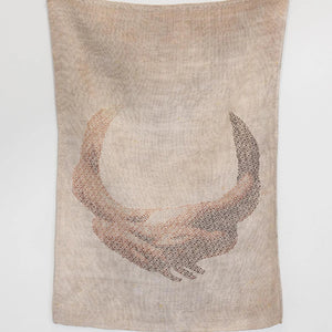 Sera Waters, Double Bind: Held in Time, 2025, cotton on hand-dyed linen/hemp, 48 x 34 cm
