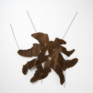 Sera Waters, Stash and Haul: Underground legwork (many), 2025-26, leather, cotton and various threads, chain, hand-dyed shoelaces, rope, 145 x 110 cm irreg. Photography by Grant Hancock
