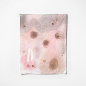 Sera Waters, The Brink: being seen, 2025-26, cotton, leather glove, repurposed threads, handmade beads, hand-dyed negligee, hand-stained flannelette, 45 x 35 cm. Photography by Grant Hancock
