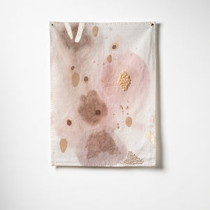 Sera Waters, The Brink: intimate morsels, 2025-26, cotton, leather glove, repurposed threads, handmade sequins, negligee, hand-stained flannelette, 47 x 34 cm. Photography by Grant Hancock
