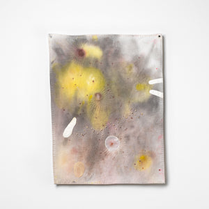Sera Waters, The Brink: light from over here, 2025-26, cotton, leather glove, repurposed threads, handmade beads, hand-stained flannelette, 46 x 34 cm irreg. Photography by Grant Hancock
