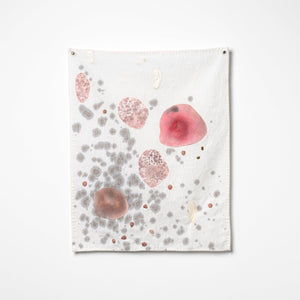 Sera Waters, The Brink: substances of sustenance, 2025-26, cotton, leather glove, repurposed threads upon hand-stained flannelette, 43 x 34 cm. Photography by Grant Hancock
