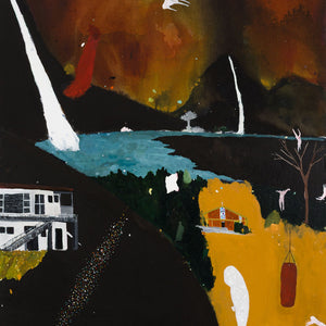 Richard Lewer, The Last Judgement (Panel Detail), 2025, acrylic on unprimed canvas, 150 x 120 cm per panel (hexaptych)