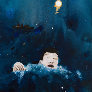 Richard Lewer, Walking on Water, 2025, acrylic on linen, 104 x 84 cm